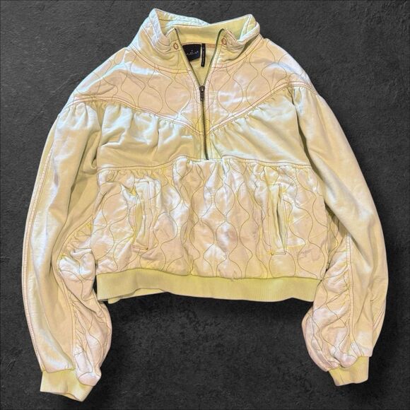 Urban Outfitters Jackets & Blazers - Out From Under Urban Outfitters Boho Quilted Half Zip Sweatshirt Yellow S Flawed